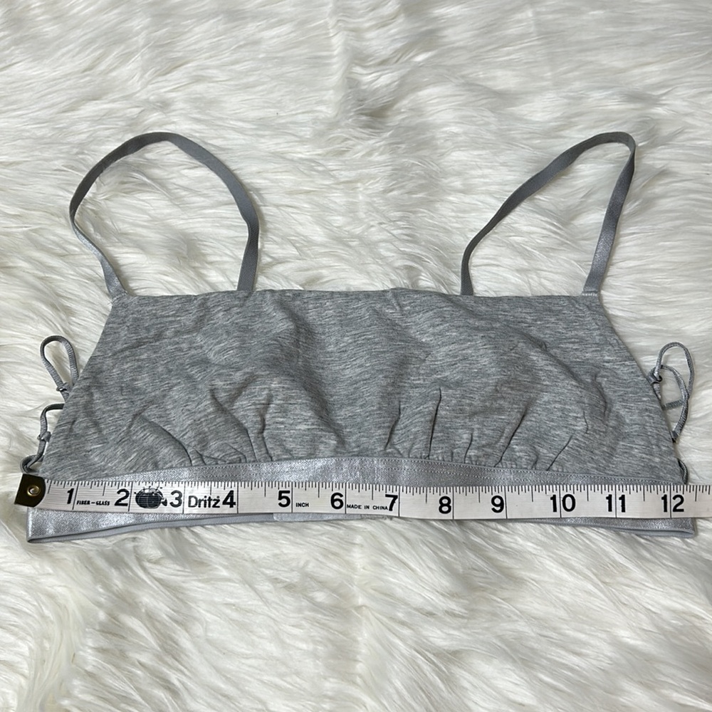 Gray Satin-Trim Bralette with Adjustable Straps - Picture 4 of 12